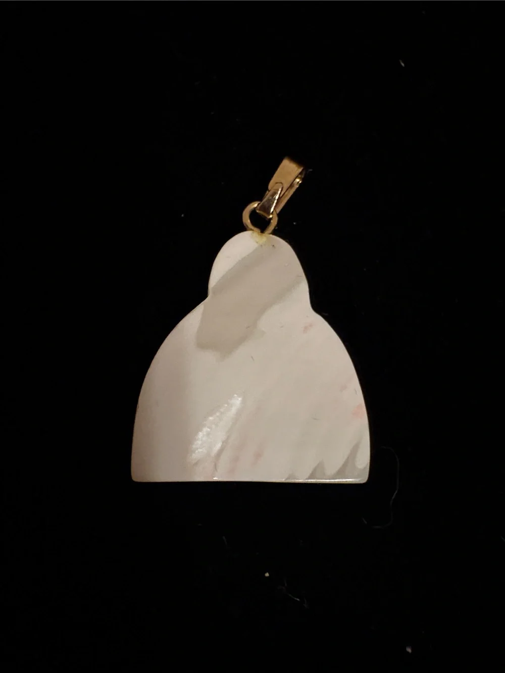 Vintage Carved Mother-of Pearl Smiling Buddha Pendant with Gold Tone Bail